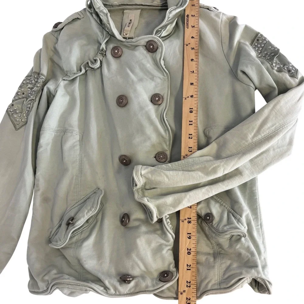 Mur mur Light Green Double Breasted Rhinestone‎ Embellished Jacket Women's M